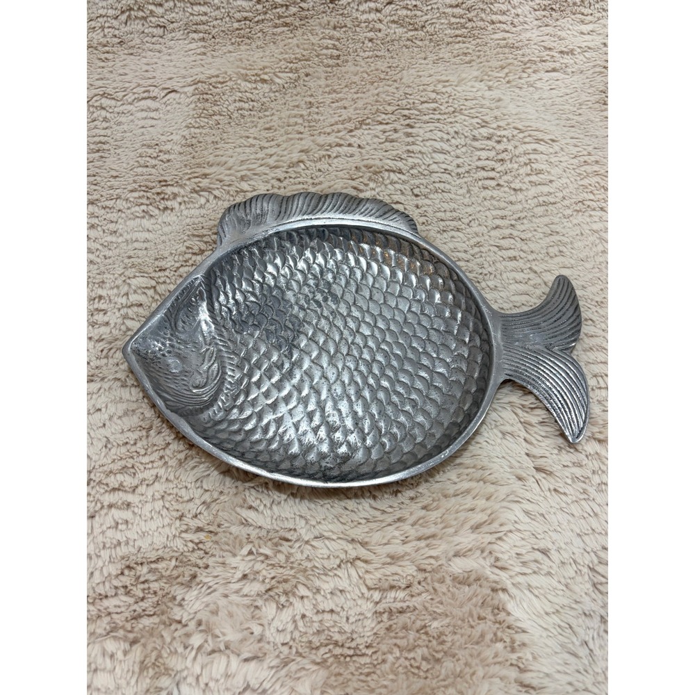 Vintage Cast Aluminum Fish Serving Tray Cottagecore Coastal Seafood Platter